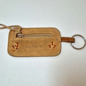 Vintage Cherokee NC Suede Keychain with Zipper Coin purse Change Native American